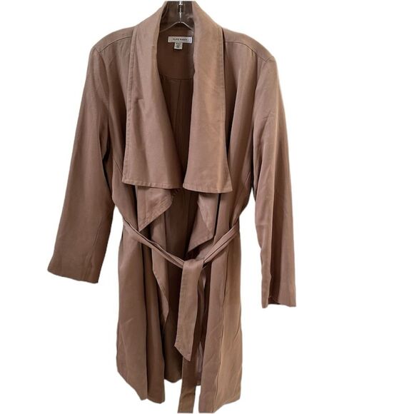 Pure Navy Waterfall Open Front Belted Trench Coat in Portobello Tan M NWOT - Picture 3 of 14